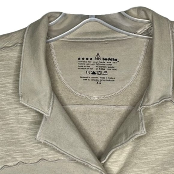 Neon Buddha Neutral Soft Cotton 6-Button Patchwork Blazer - Stone - XS - Picture 4 of 9